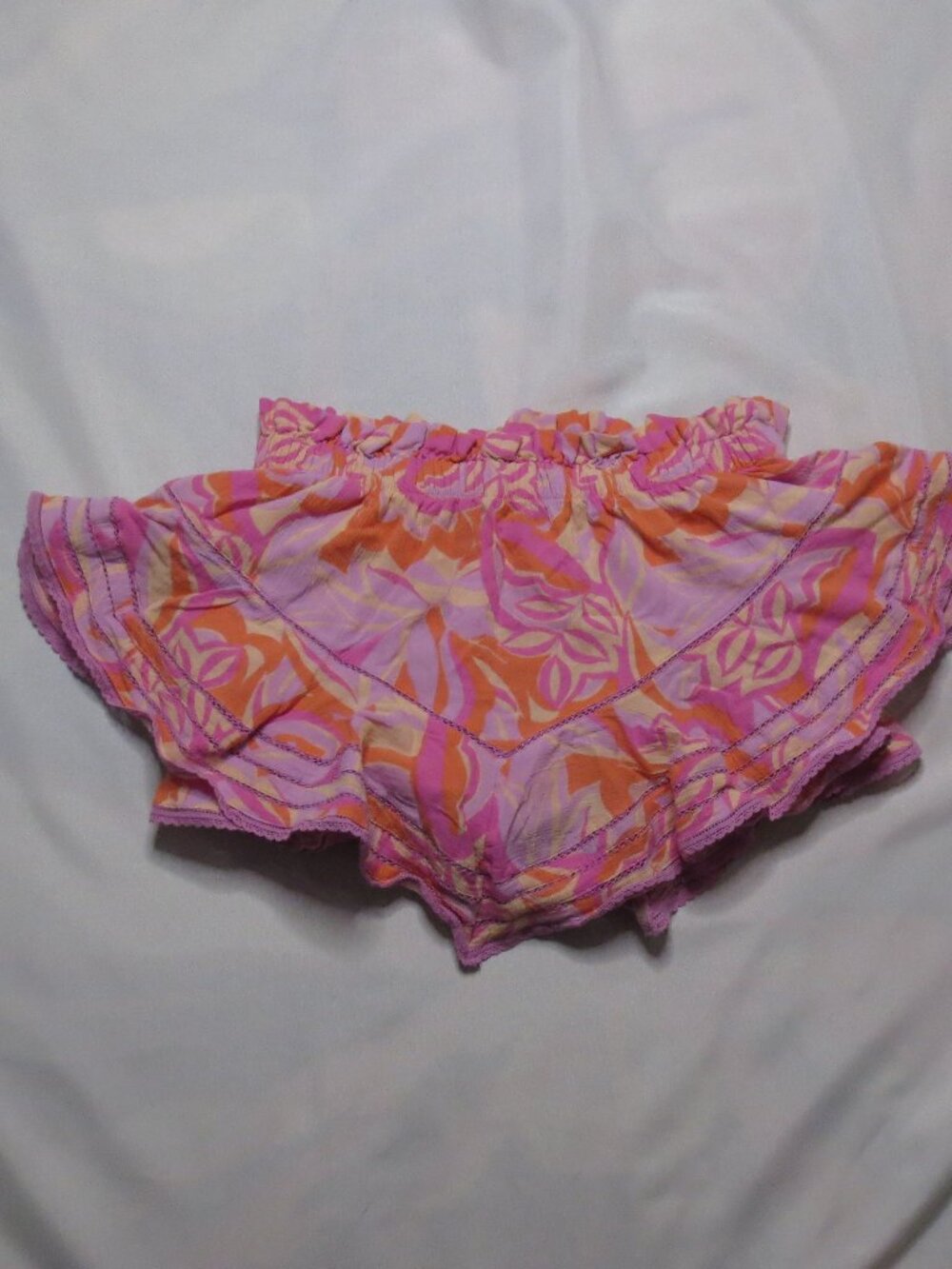 AERIE womens SHORTS pink SKORT orange ROCK & RUFFLE skirt ELASTIC SIZE M - Picture 7 of 8
